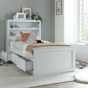 Enzo - White Wooden 3 Drawer Single Storage Bed - Bickfords