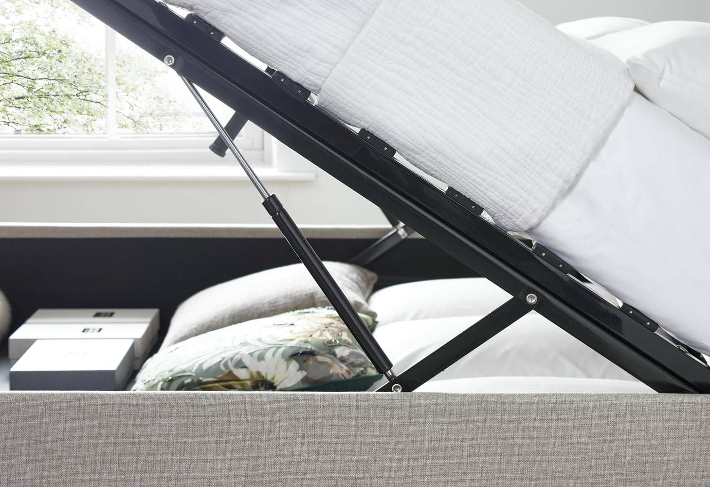 Brandon - Buttoned Fabric Ottoman Bed - Bickfords