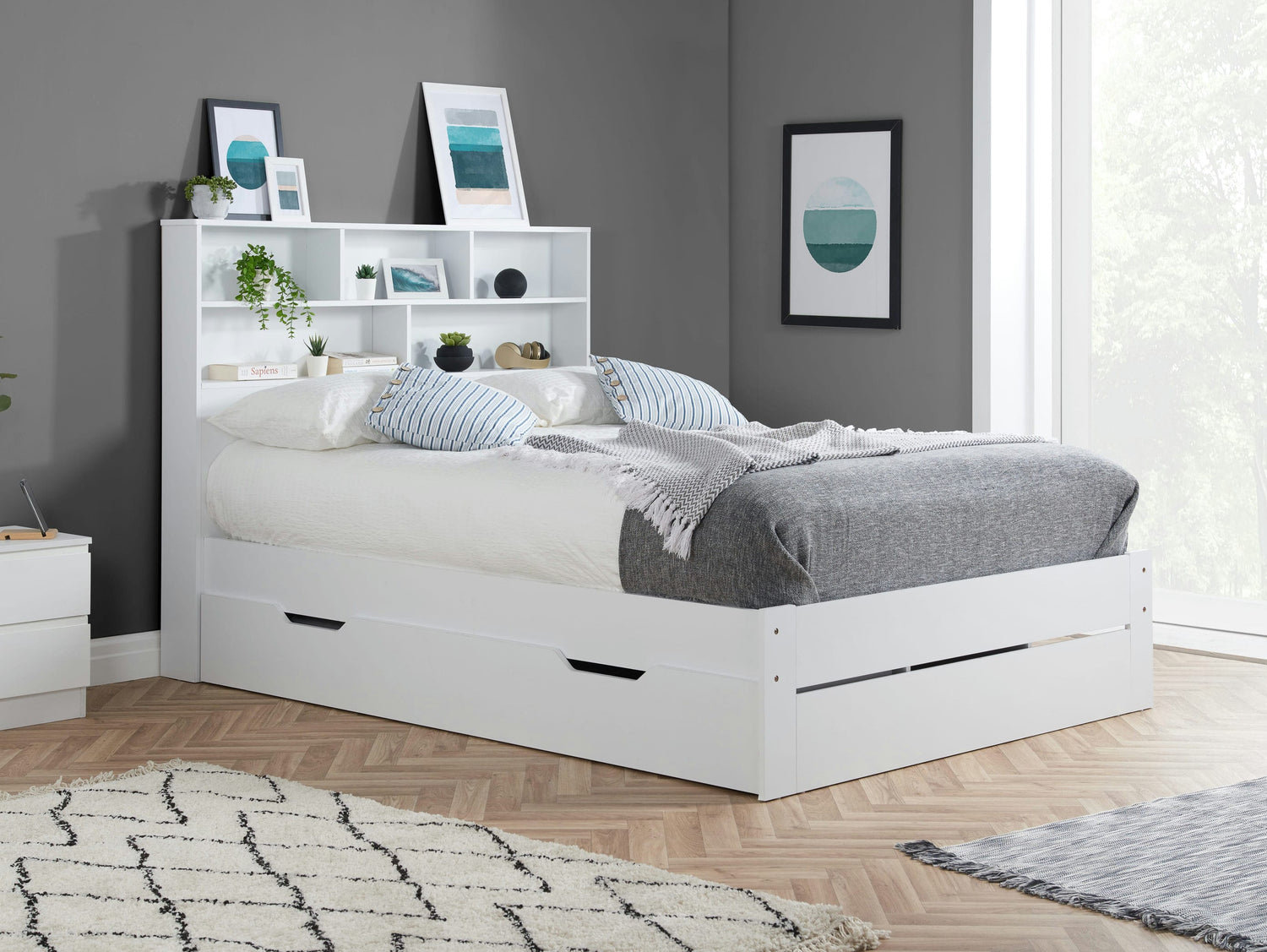 Alfie - White Wooden Storage Bed Frame - Bickfords
