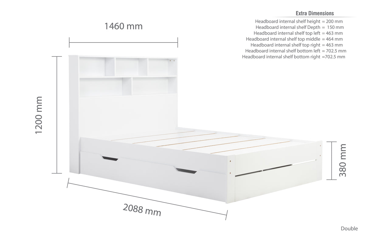 Alfie - White Wooden Storage Bed Frame - Bickfords