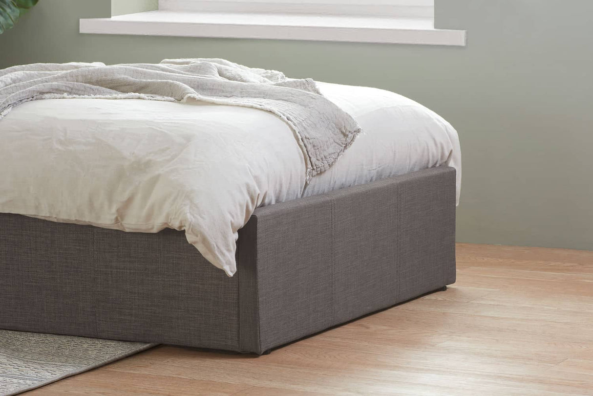 Berlin - Upholstered Grey Fabric Ottoman Bed - Bickfords