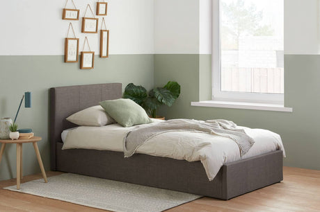 Berlin - Upholstered Grey Fabric Ottoman Bed - Bickfords