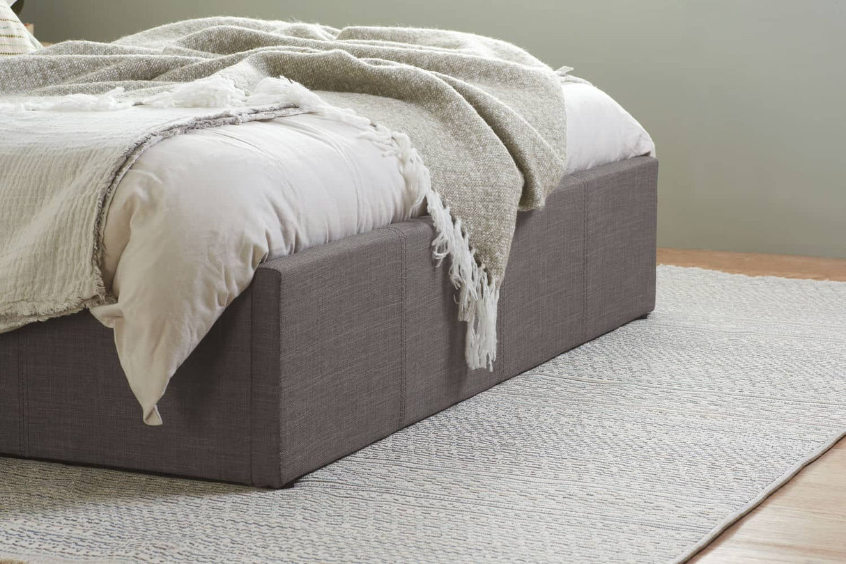 Berlin - Upholstered Grey Fabric Ottoman Bed - Bickfords