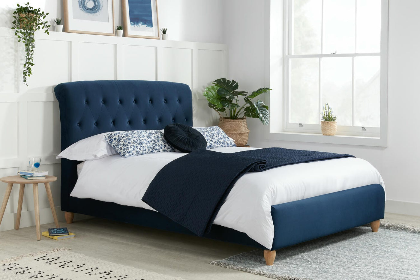 Brompton - Midnight Blue - Fabric Bed Frame - Bickfords