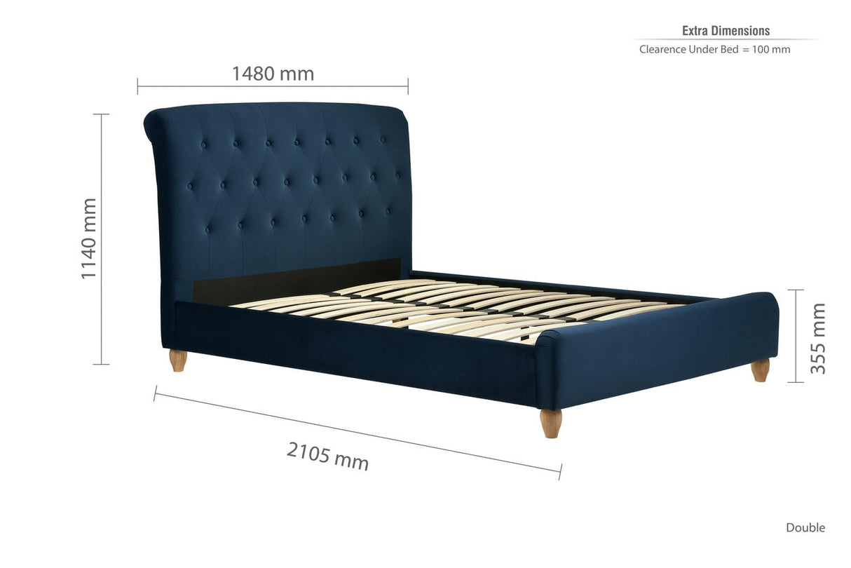 Brompton - Midnight Blue - Fabric Bed Frame - Bickfords