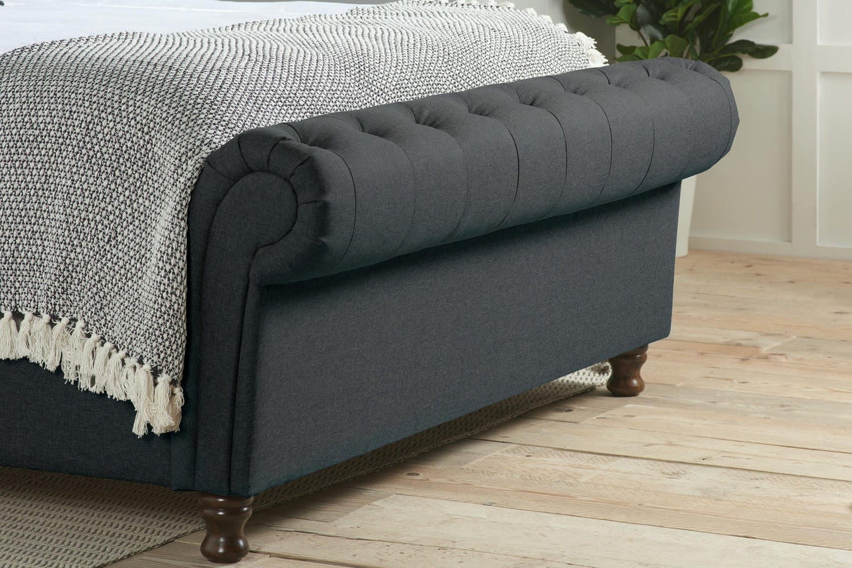 Castello - Fabric - Side Ottoman Sleigh Bed - Bickfords