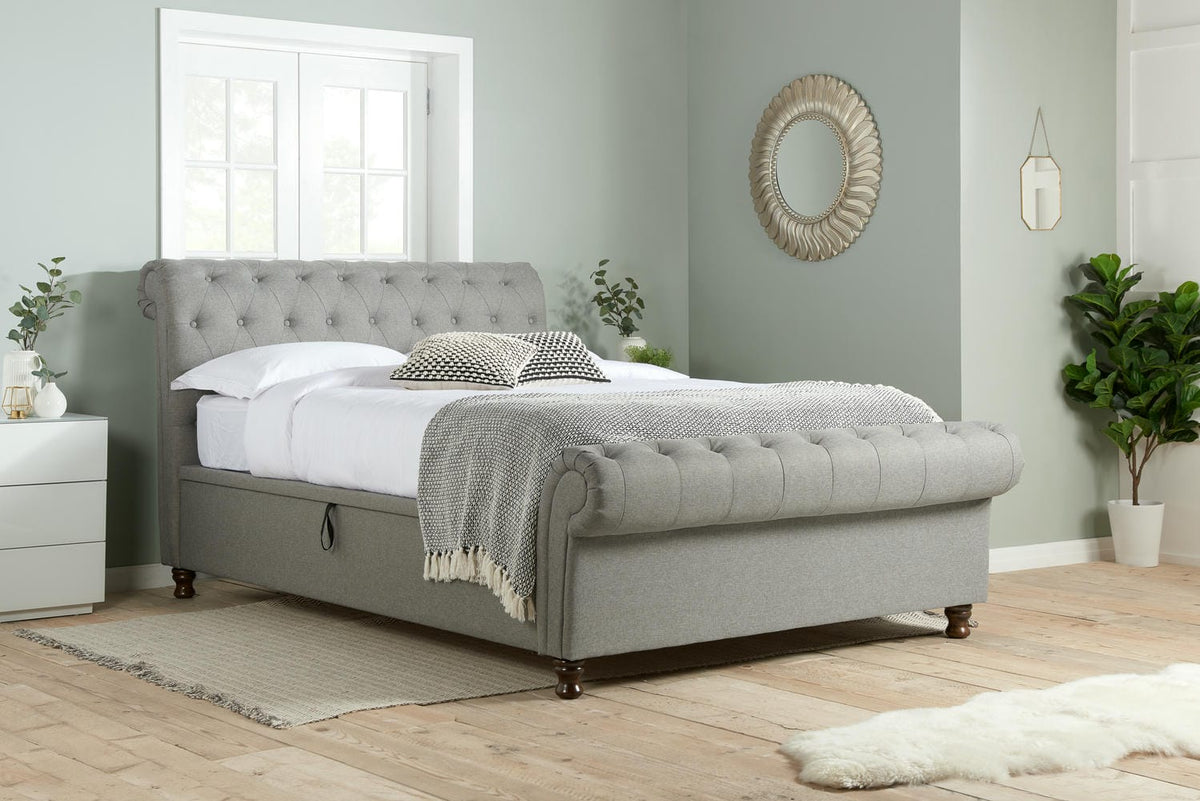 Castello - Fabric - Side Ottoman Sleigh Bed - Bickfords