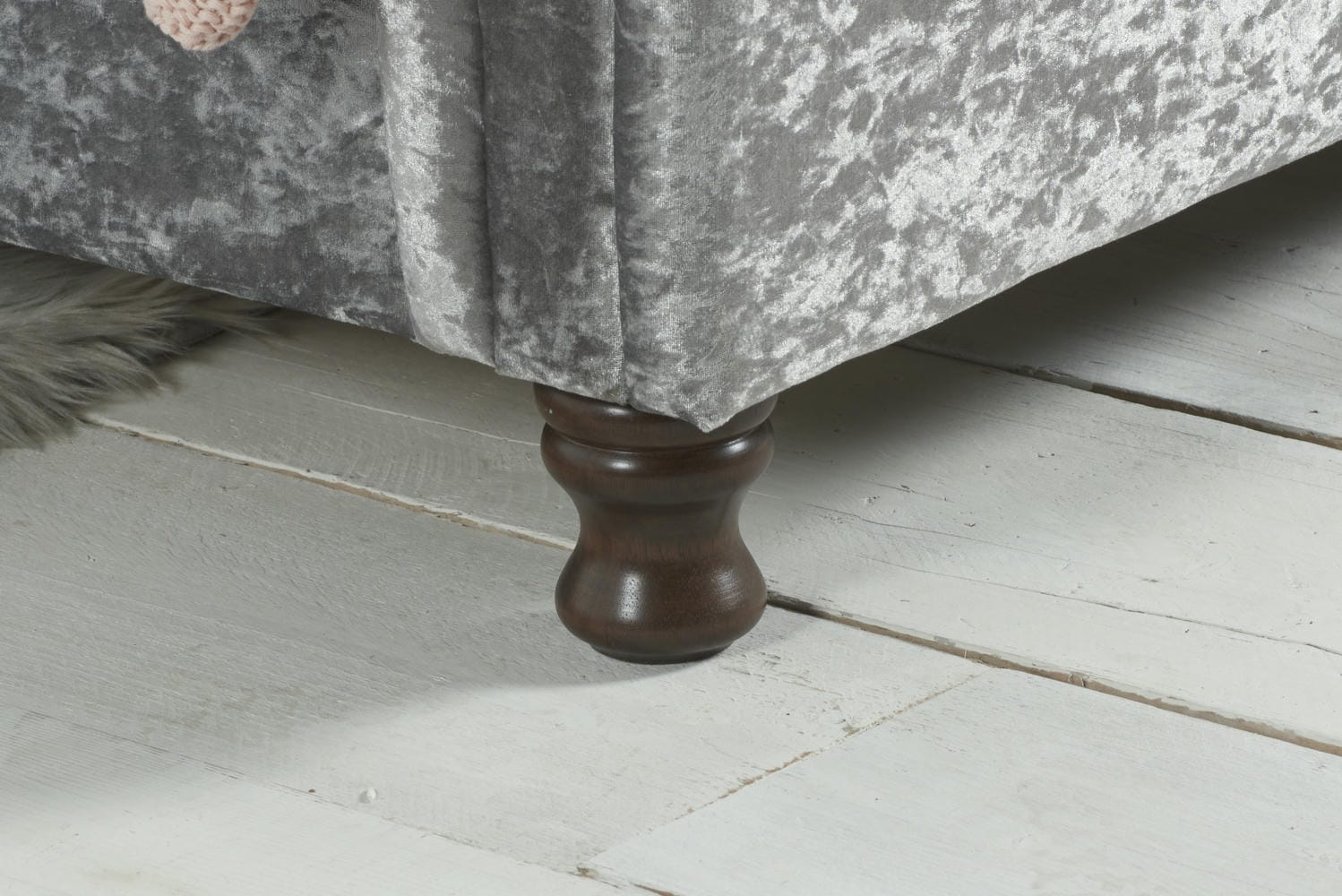 Castello - Crushed Velvet - Side Ottoman Sleigh Bed - Bickfords