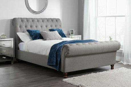 Castello - Upholstered Fabric Scroll Sleigh Bed - Bickfords