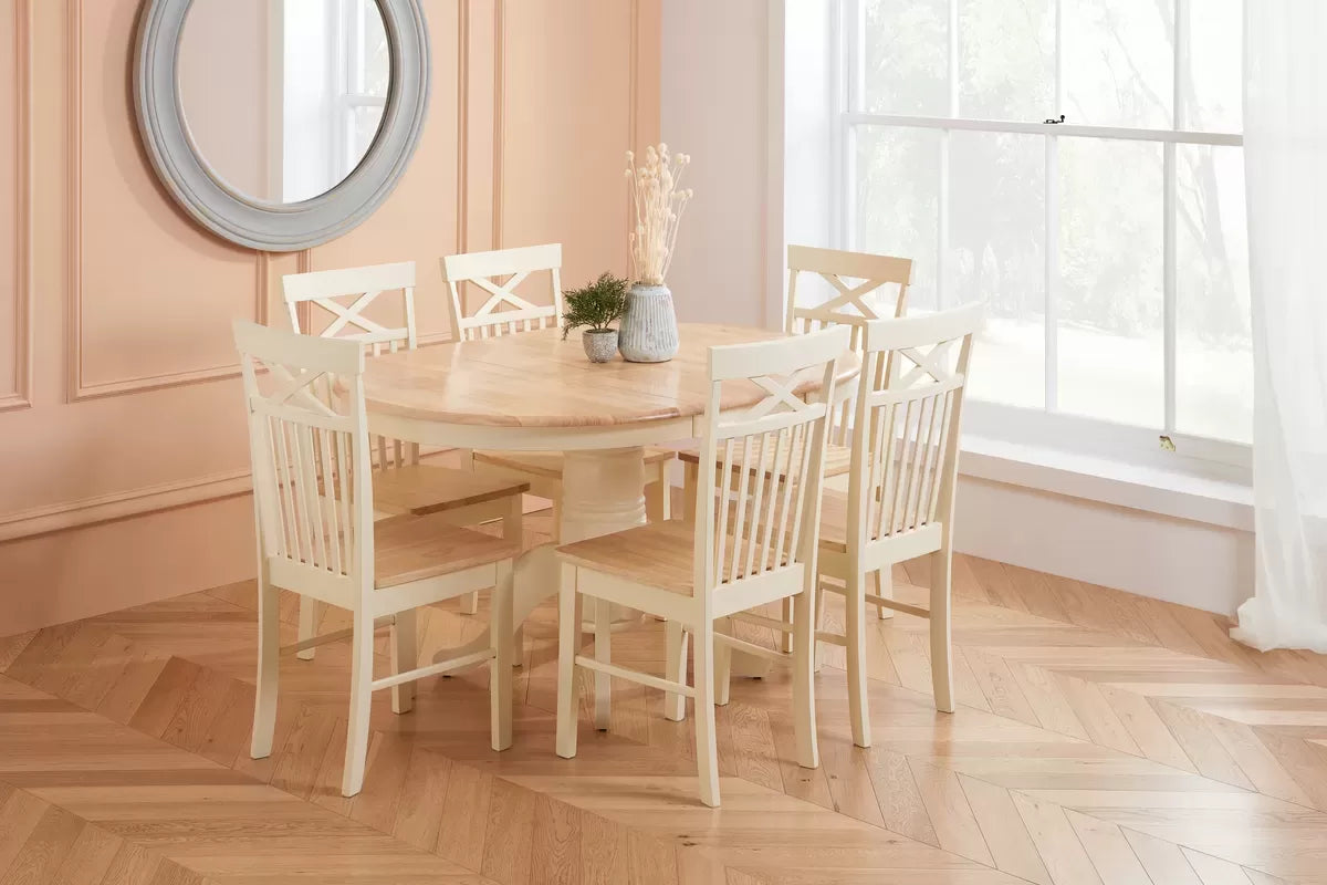 Chatsworth Round Extending Dining Table With 6 Chairs