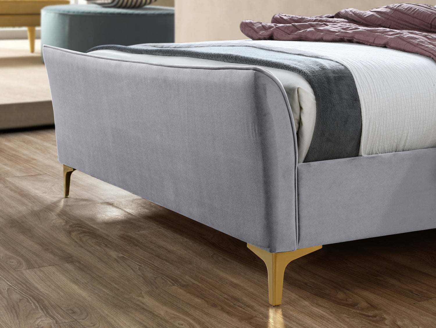 Clover - Upholstered Velvet Fabric Bed - Bickfords