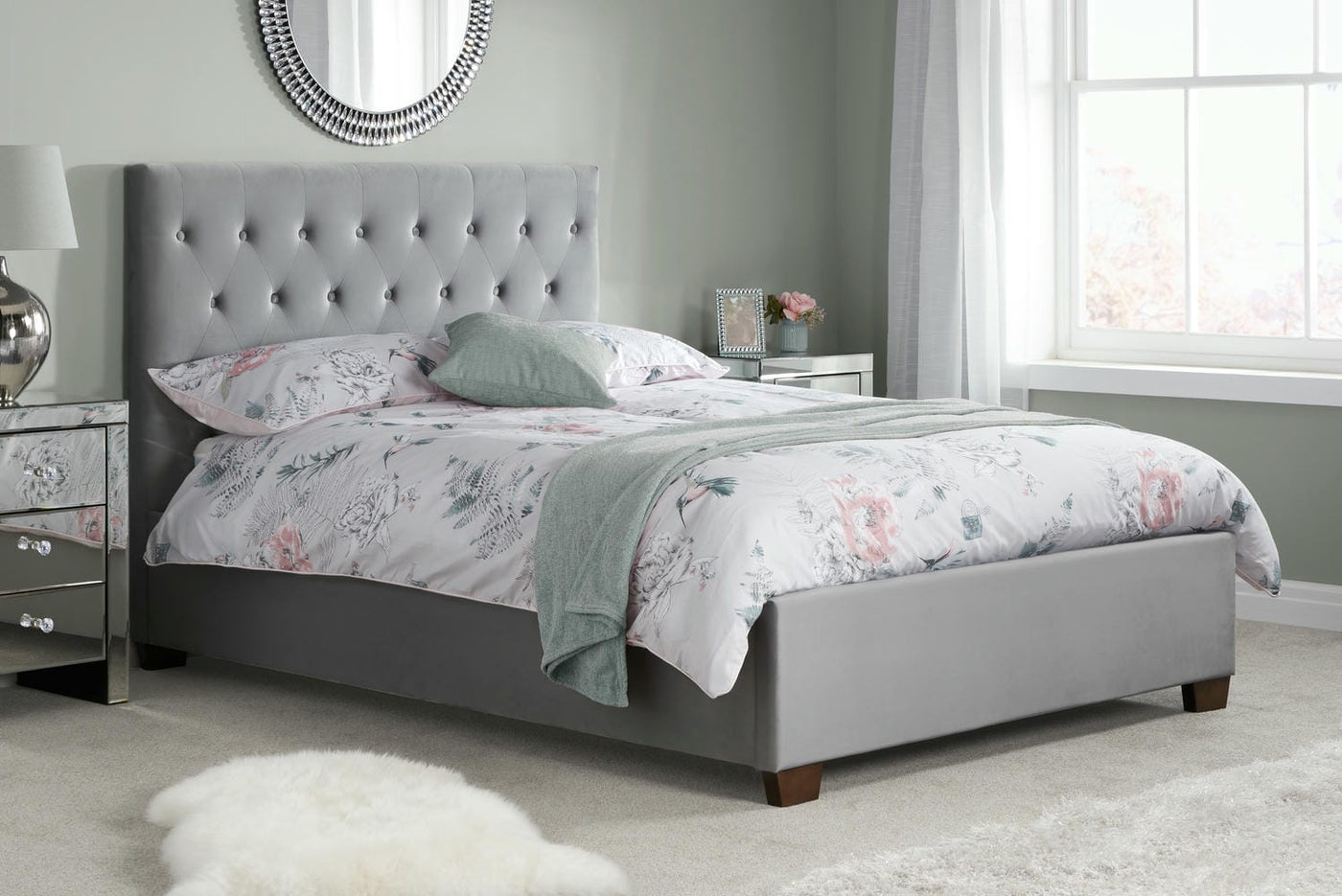 Cologne - Upholstered Button Fabric Bed - Bickfords