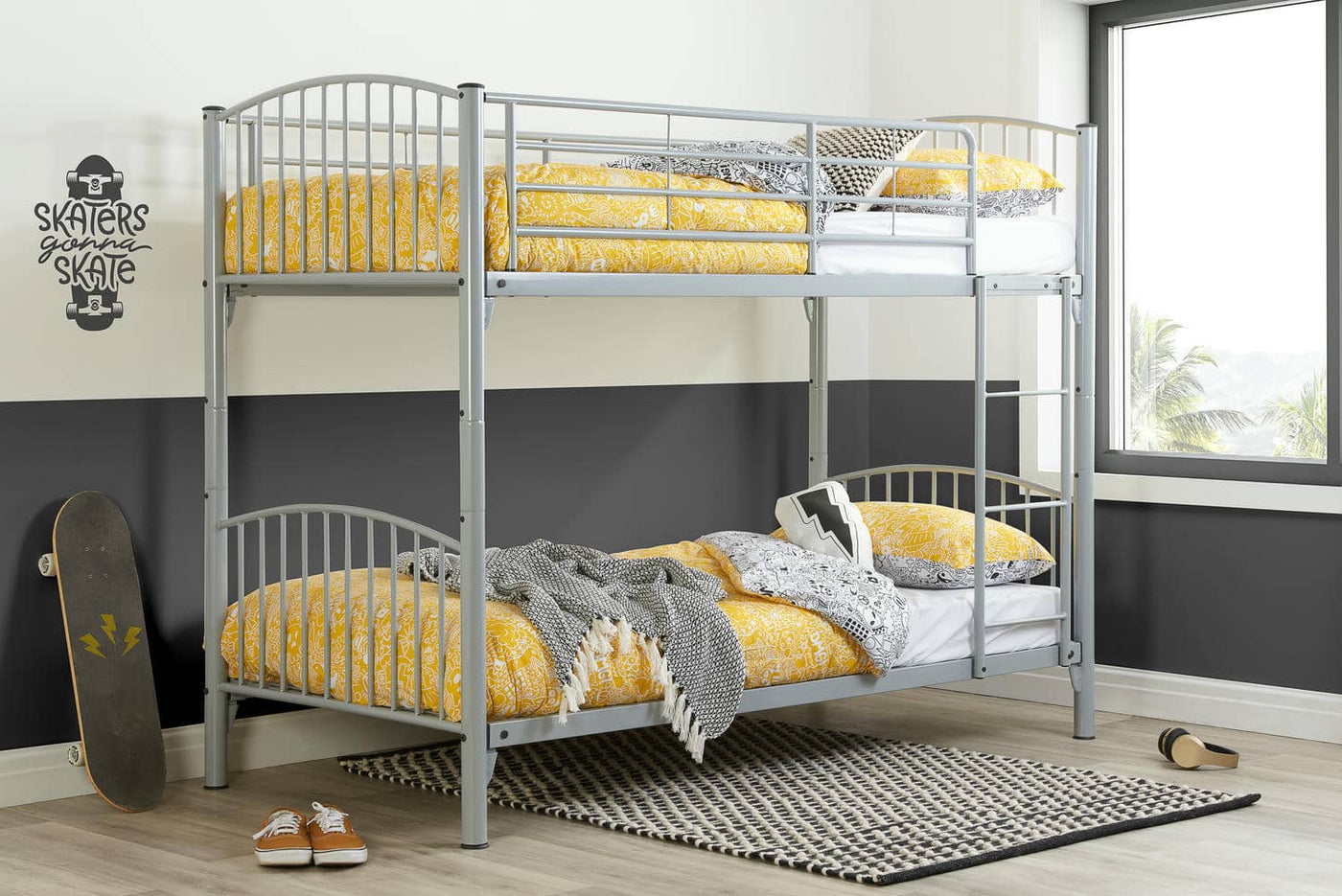 Corfu - Silver Finish Metal Bunk Bed Frame - Bickfords