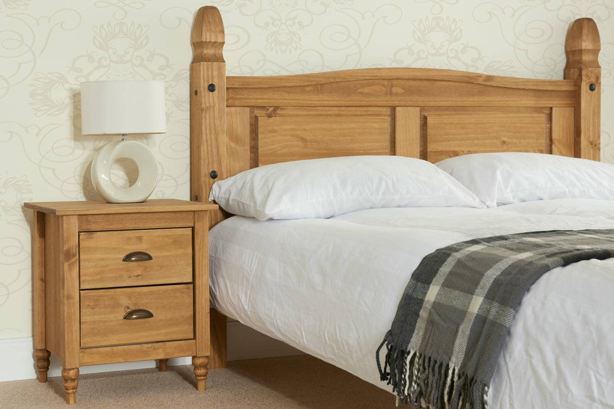 Corona - High Foot End - Waxed Solid Pine Wooden Bed - Bickfords