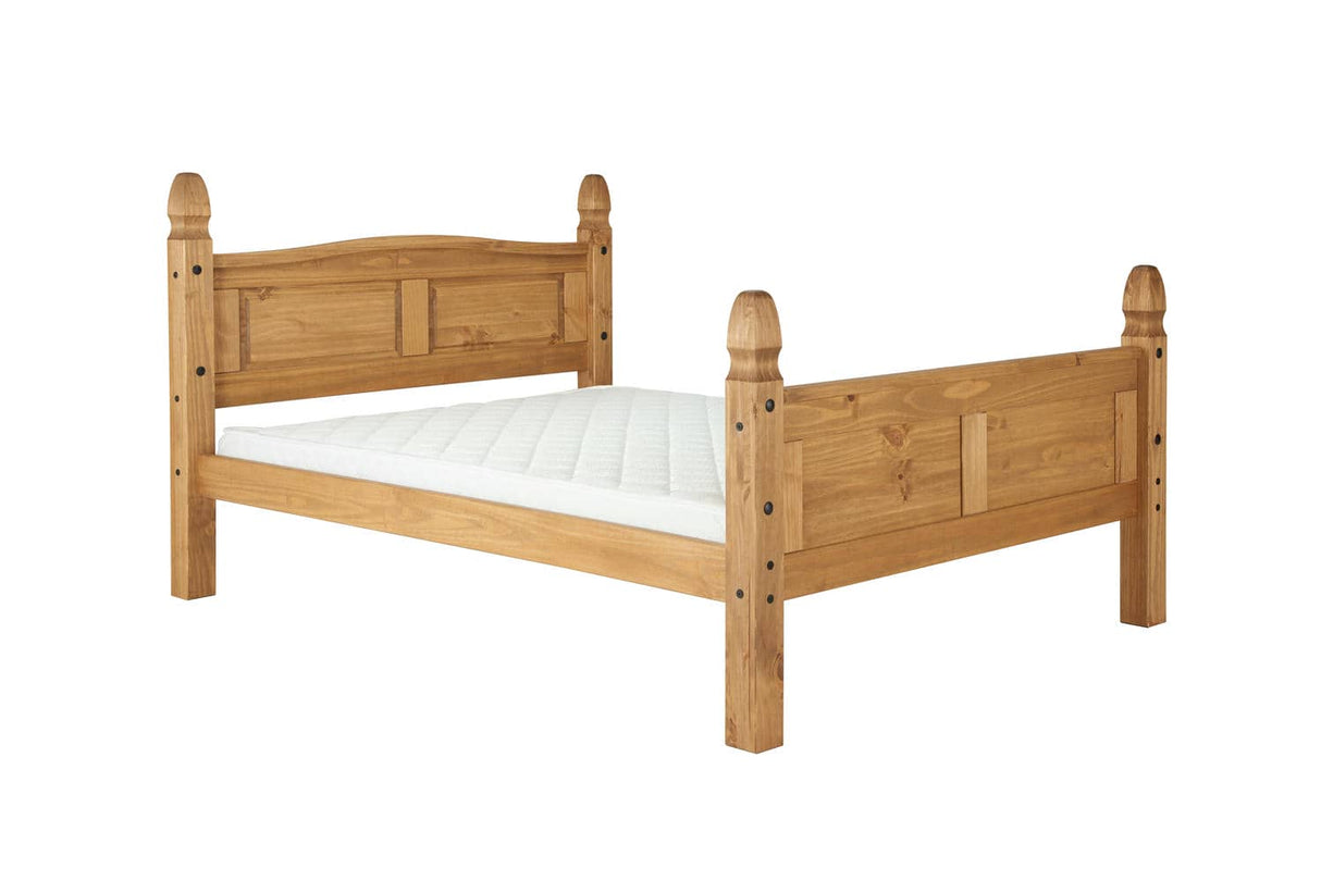 Corona - High Foot End - Waxed Solid Pine Wooden Bed - Bickfords