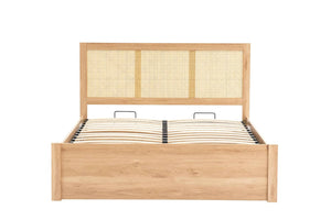 Croxley - Oak Wooden Rattan Ottoman Storage Bed - Bickfords