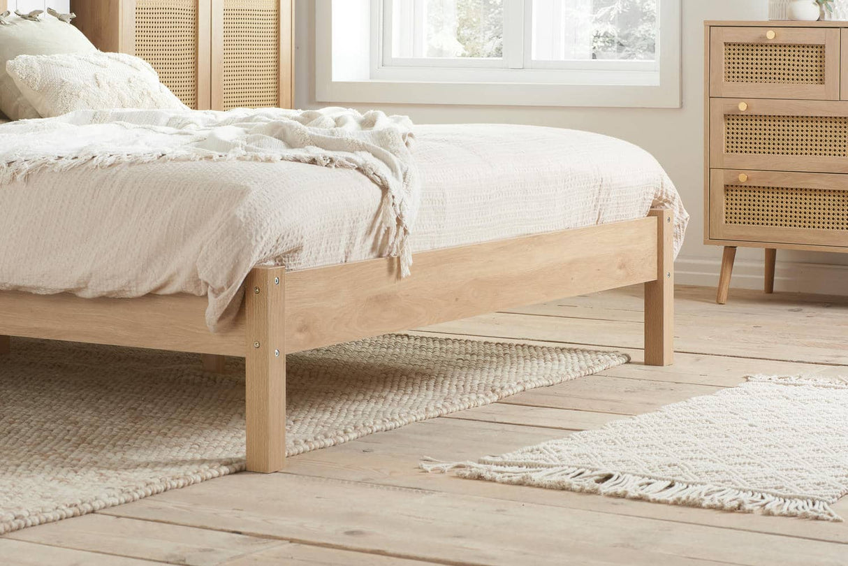 Croxley - Oak Wooden Rattan Bed Frame - Bickfords