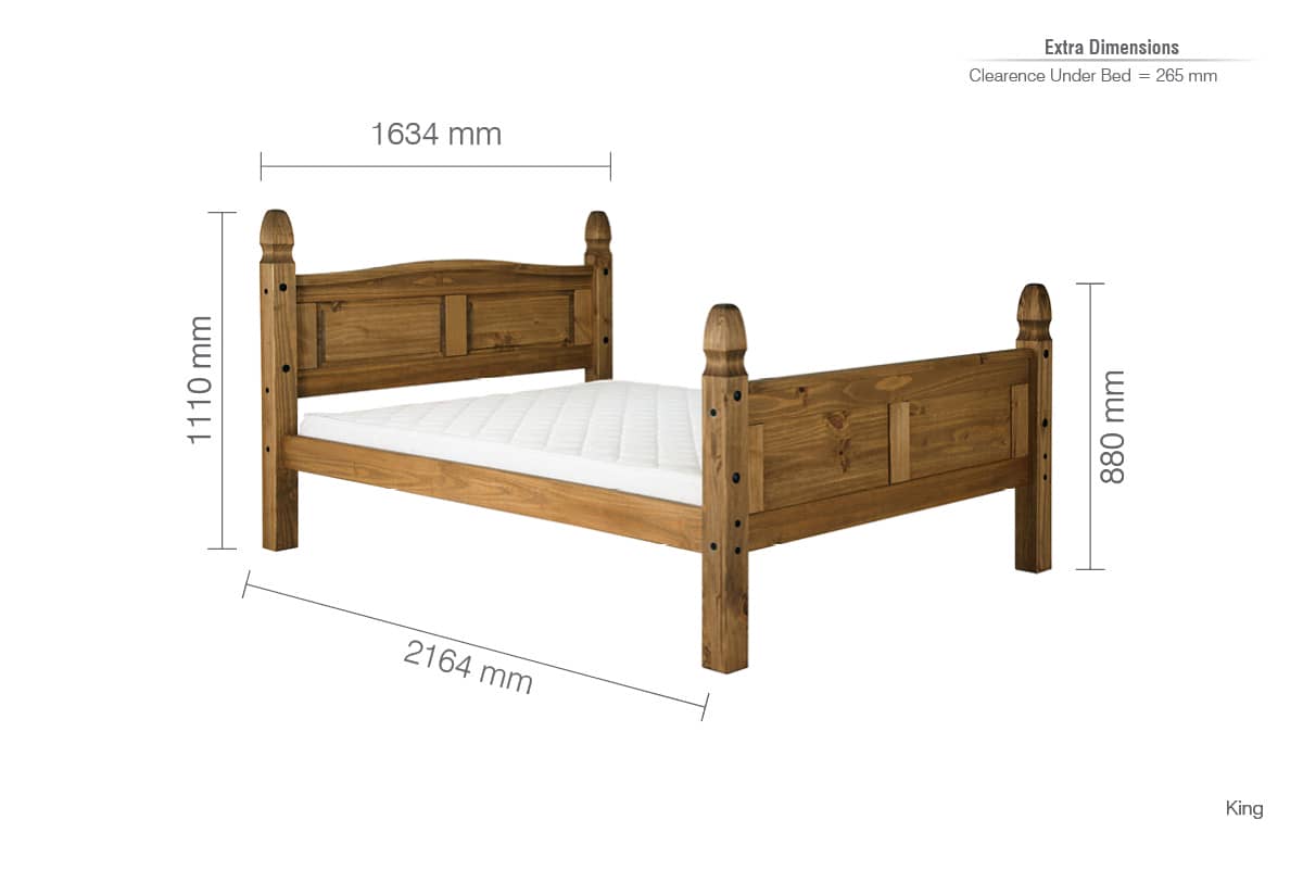 Corona - High Foot End - Waxed Solid Pine Wooden Bed - Bickfords