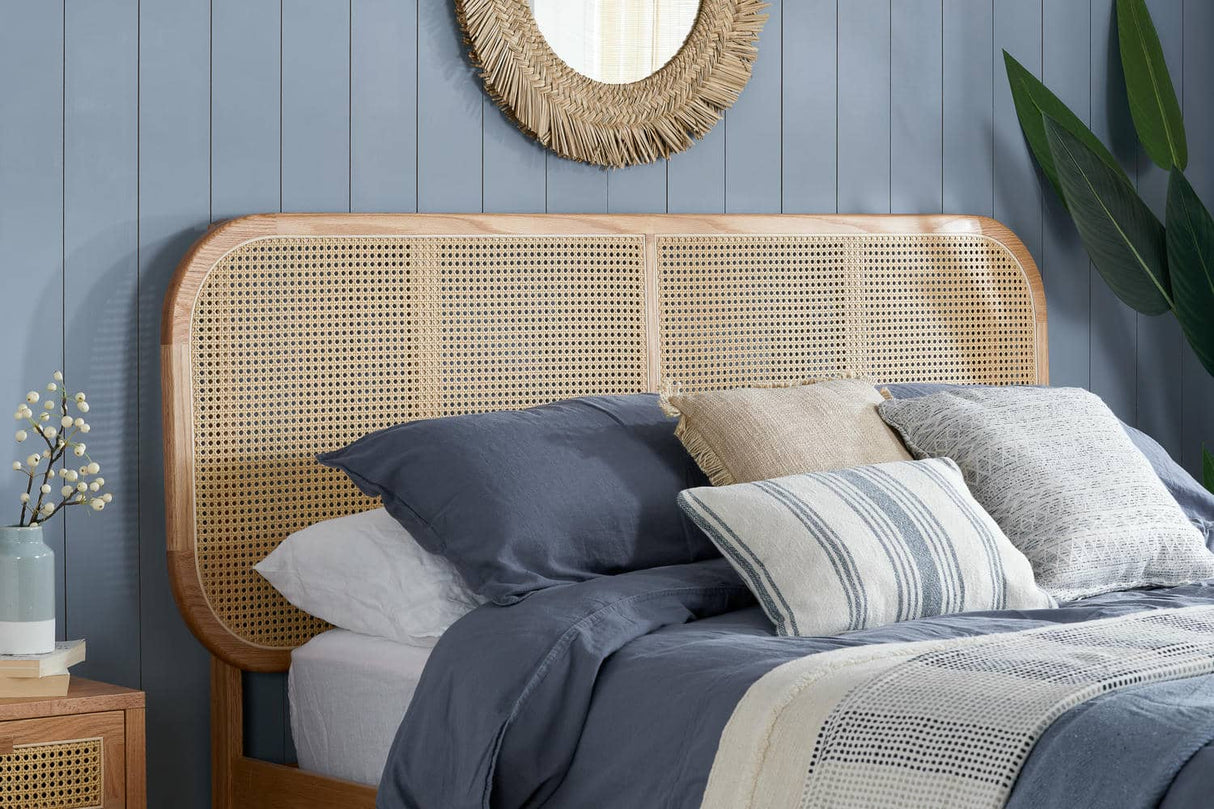 Elina - Natural Oak Rattan Bed Frame - Bickfords