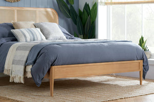 Elina - Natural Oak Rattan Bed Frame - Bickfords