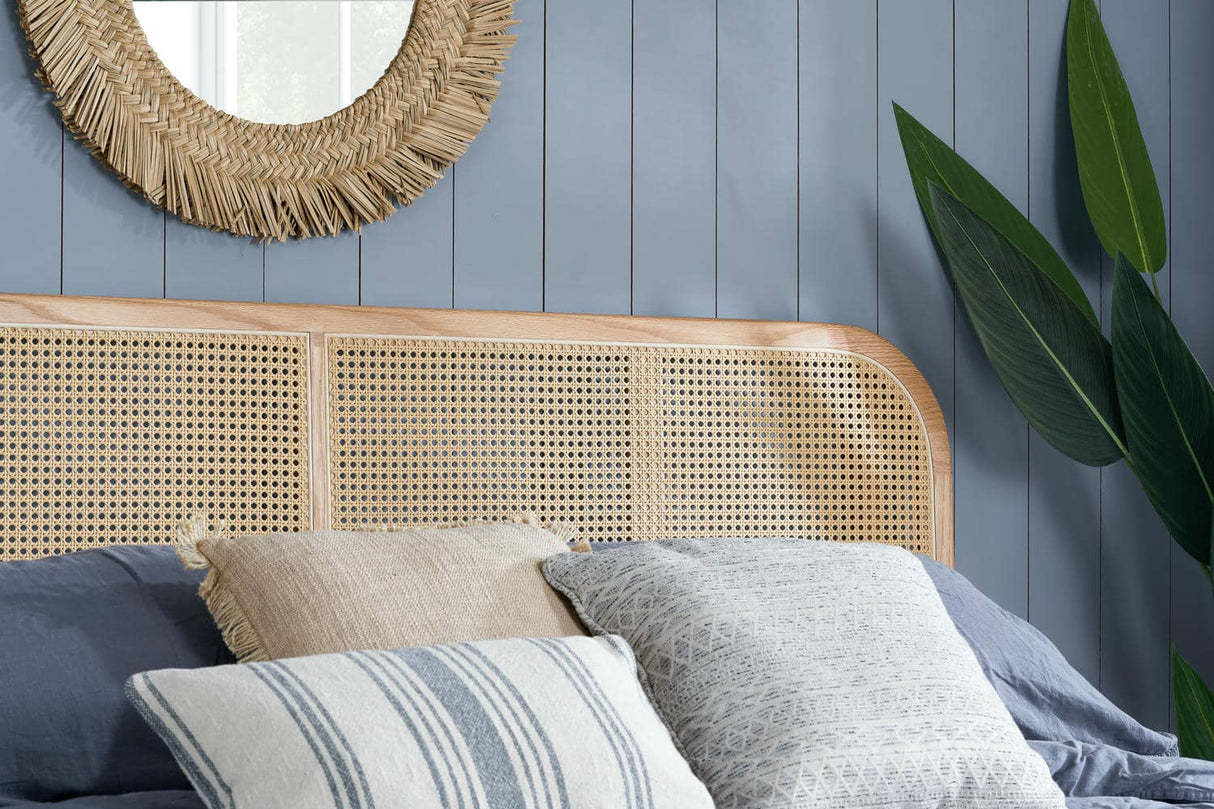 Elina - Natural Oak Rattan Bed Frame - Bickfords