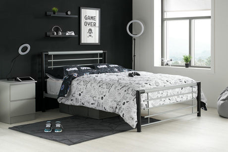 Faro - Black and Silver Metal Bed - Bickfords