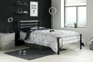 Faro - Black and Silver Metal Bed - Bickfords