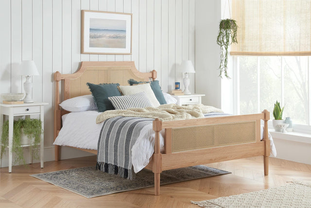 Geneva - Classic Oak Rattan Bed Frame - Bickfords