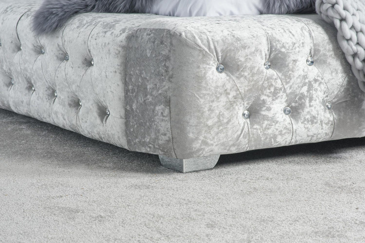 Grande - Crushed Velvet Buttoned Bed Frame - Bickfords