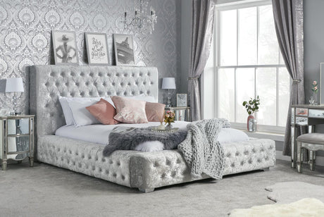 Grande - Crushed Velvet Buttoned Bed Frame - Bickfords