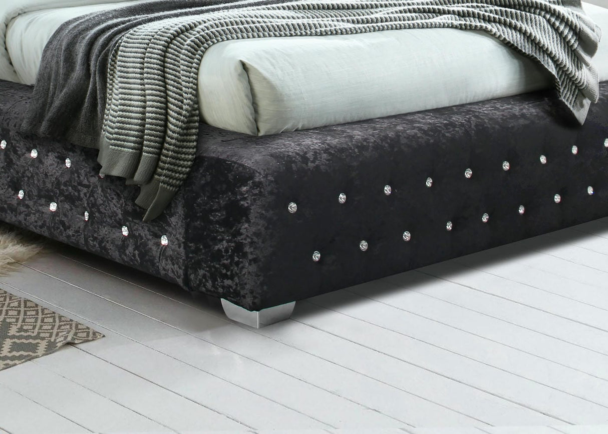 Grande - Crushed Velvet Buttoned Bed Frame - Bickfords