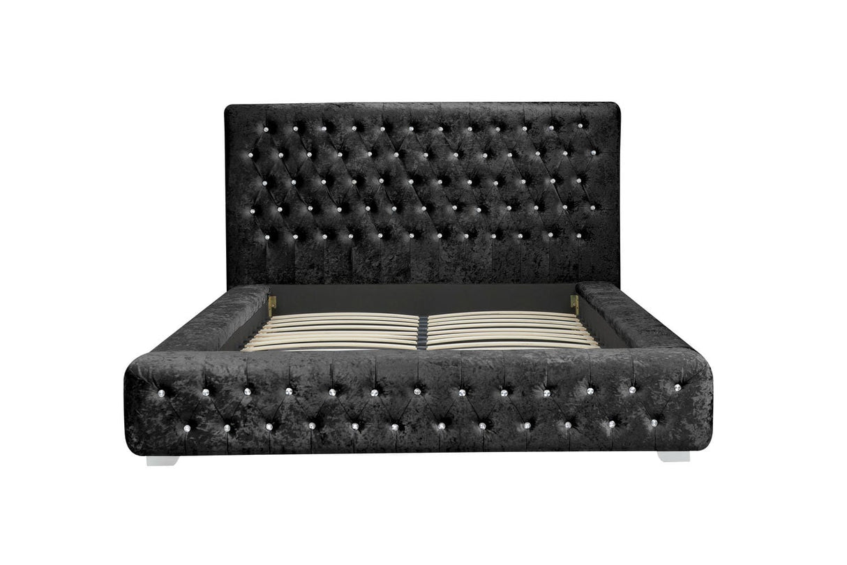 Grande - Crushed Velvet Buttoned Bed Frame - Bickfords