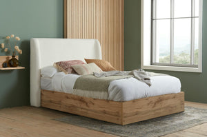 Halfden -  Upholstered Bouclé Ottoman Bed Frame - Bickfords