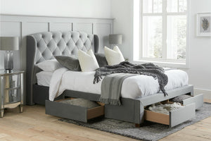 Hope - Upholstered Velvet Fabric Bed Frame - Bickfords