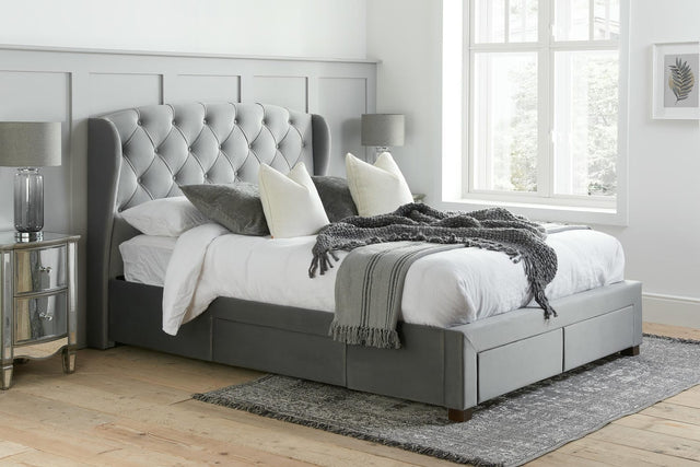 Hope - Upholstered Velvet Fabric Bed Frame - Bickfords