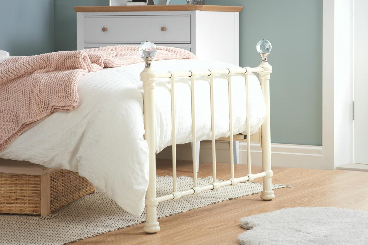 Jessica - Classic Metal Bed Frame - Cream - Bickfords