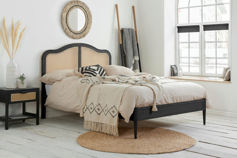 Leonie - Oak Rattan Bed Frame Image 2