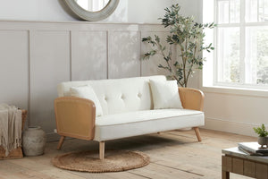 Mila  - White Fabric Rattan Sofa Bed - Bickfords