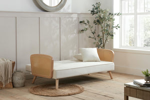 Mila  - White Fabric Rattan Sofa Bed - Bickfords