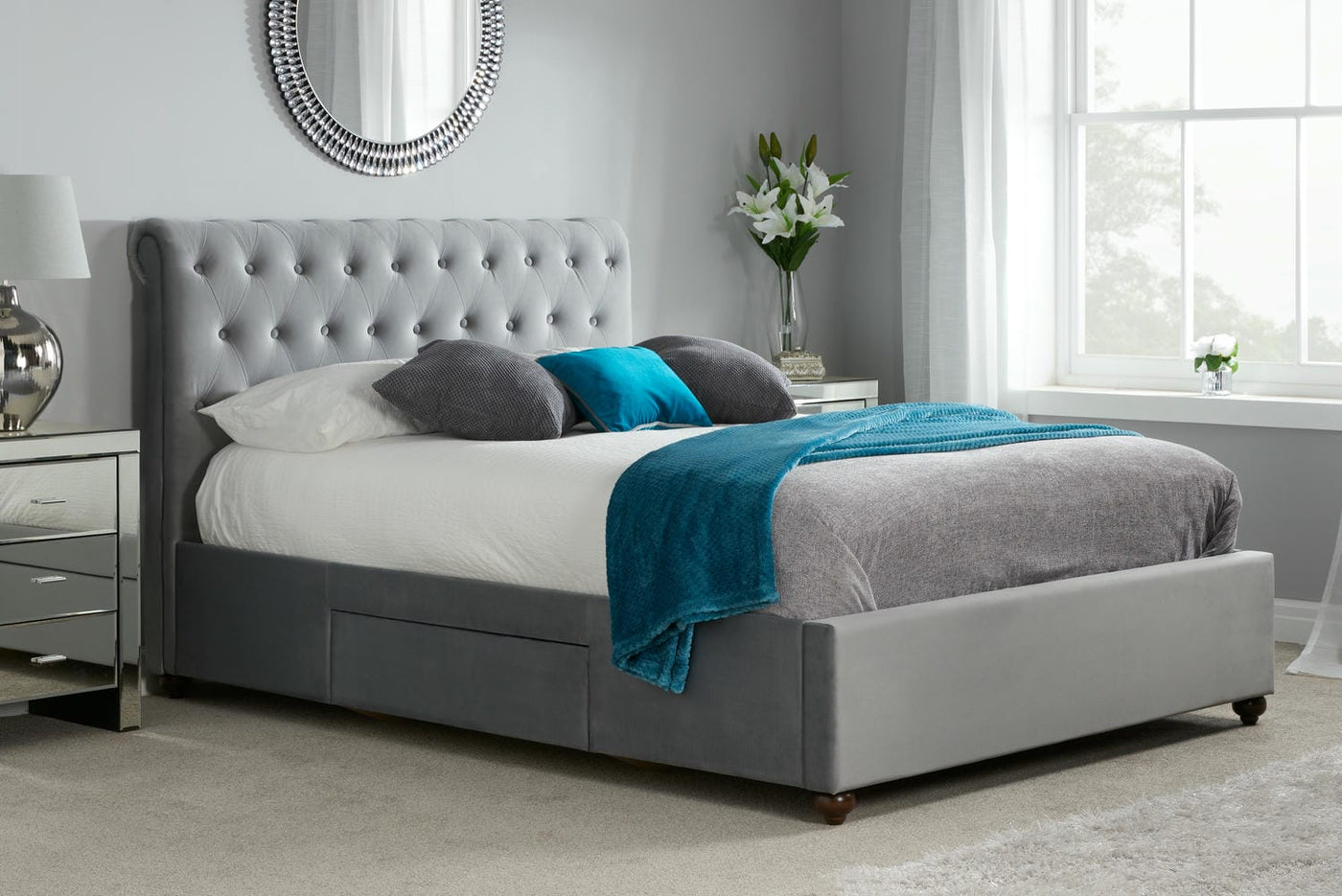 Marlow - Velvet Fabric Storage Bed Frame - Bickfords