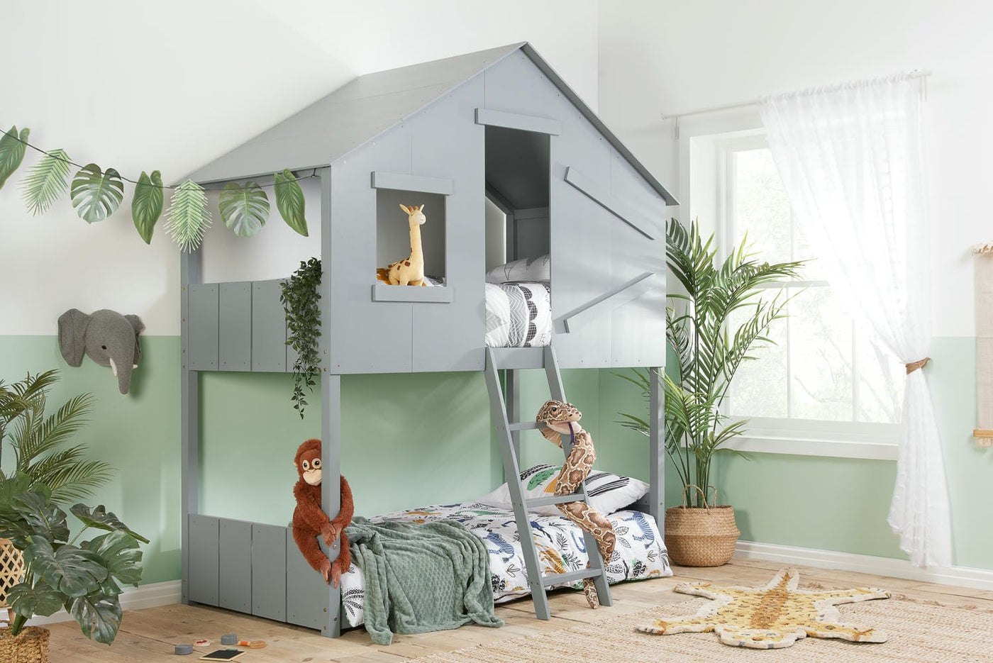 Safari - Themed Kids Wooden Bunk Bed - Bickfords