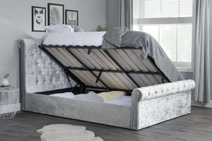 Sienna - Studded and Buttoned Velvet Ottoman Bed - Bickfords