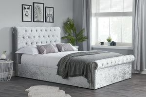 Sienna - Studded and Buttoned Velvet Ottoman Bed - Bickfords