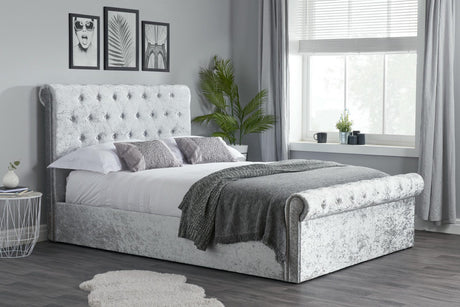 Sienna - Studded and Buttoned Velvet Ottoman Bed - Bickfords