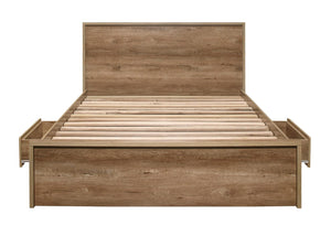 Stockwell - Rustic Oak Storage Bed Frame - Bickfords