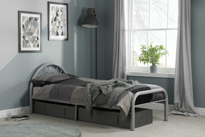 Solo - Silver Metal Single Bed Frame - Bickfords