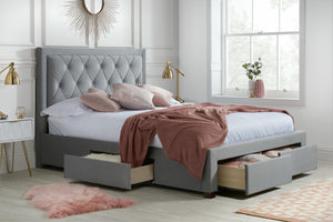 Woodbury - Upholstered Velvet Fabric Bed - Bickfords