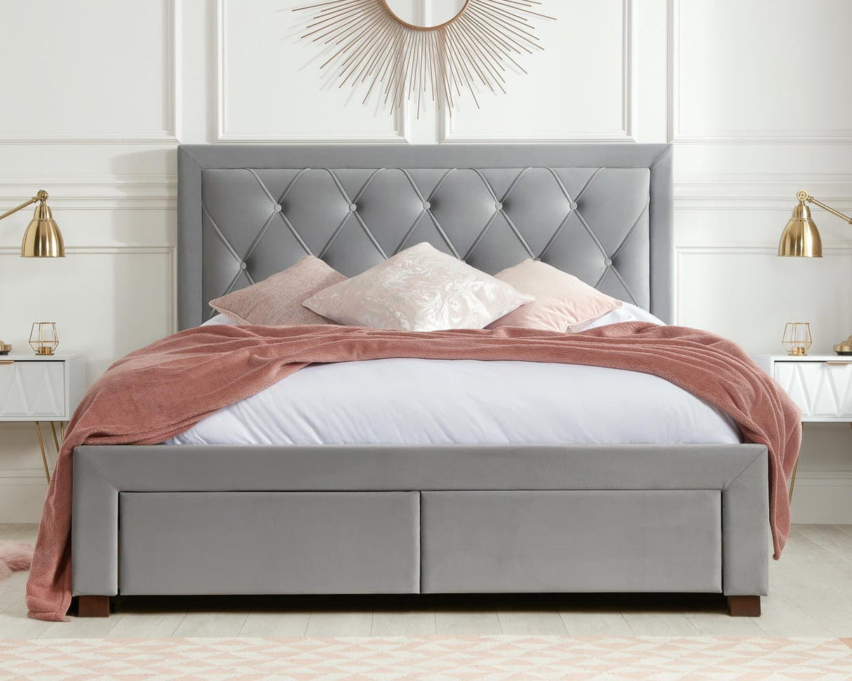 Woodbury - Upholstered Velvet Fabric Bed - Bickfords