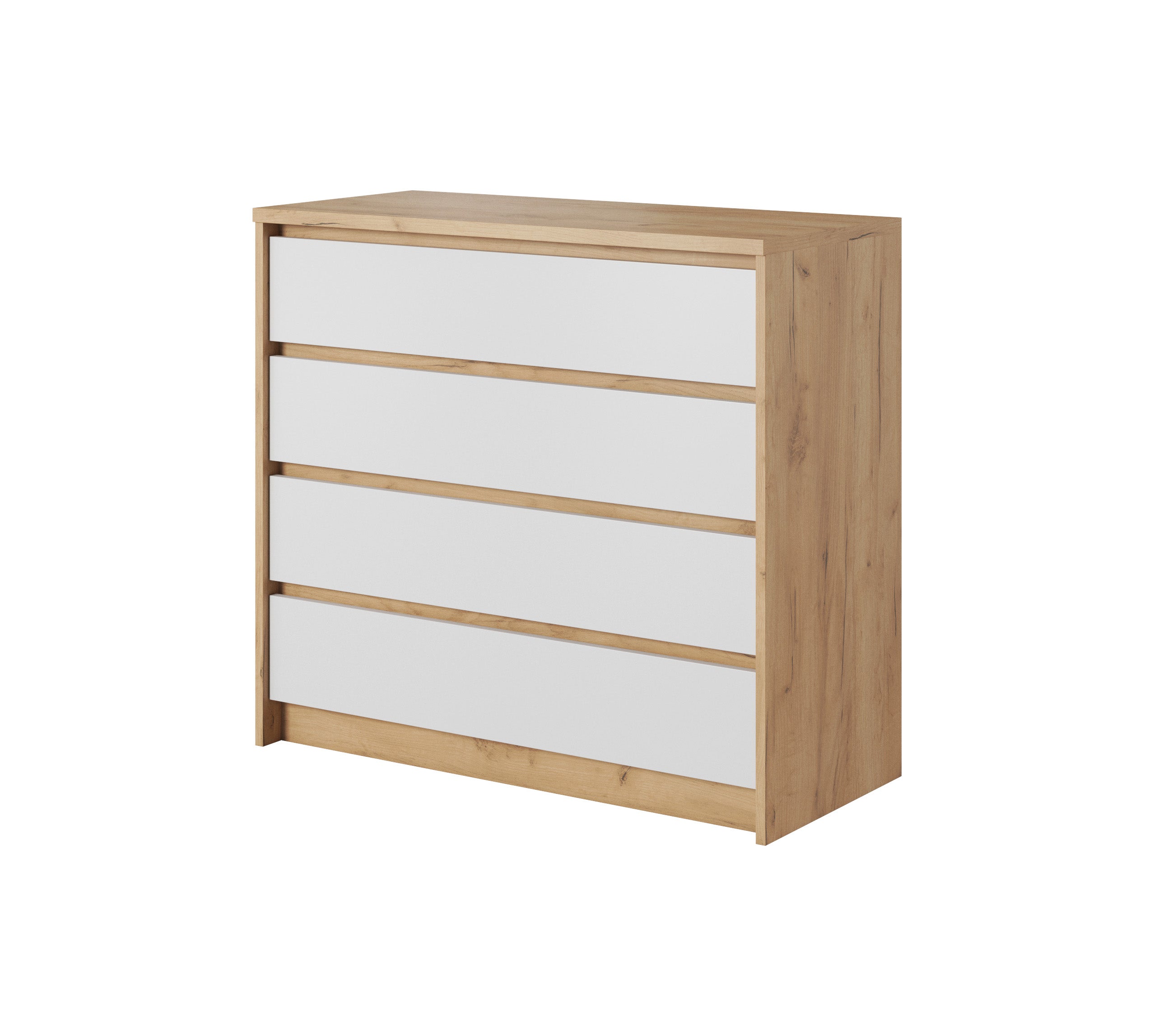 Xelo Elegant White & Oak Golden 4-Drawer Chest of Drawers