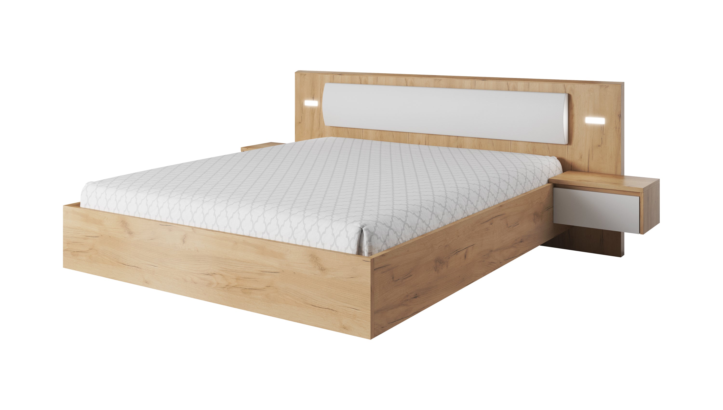 Xelo Bed Frame With Bedside Cabinets - King Size